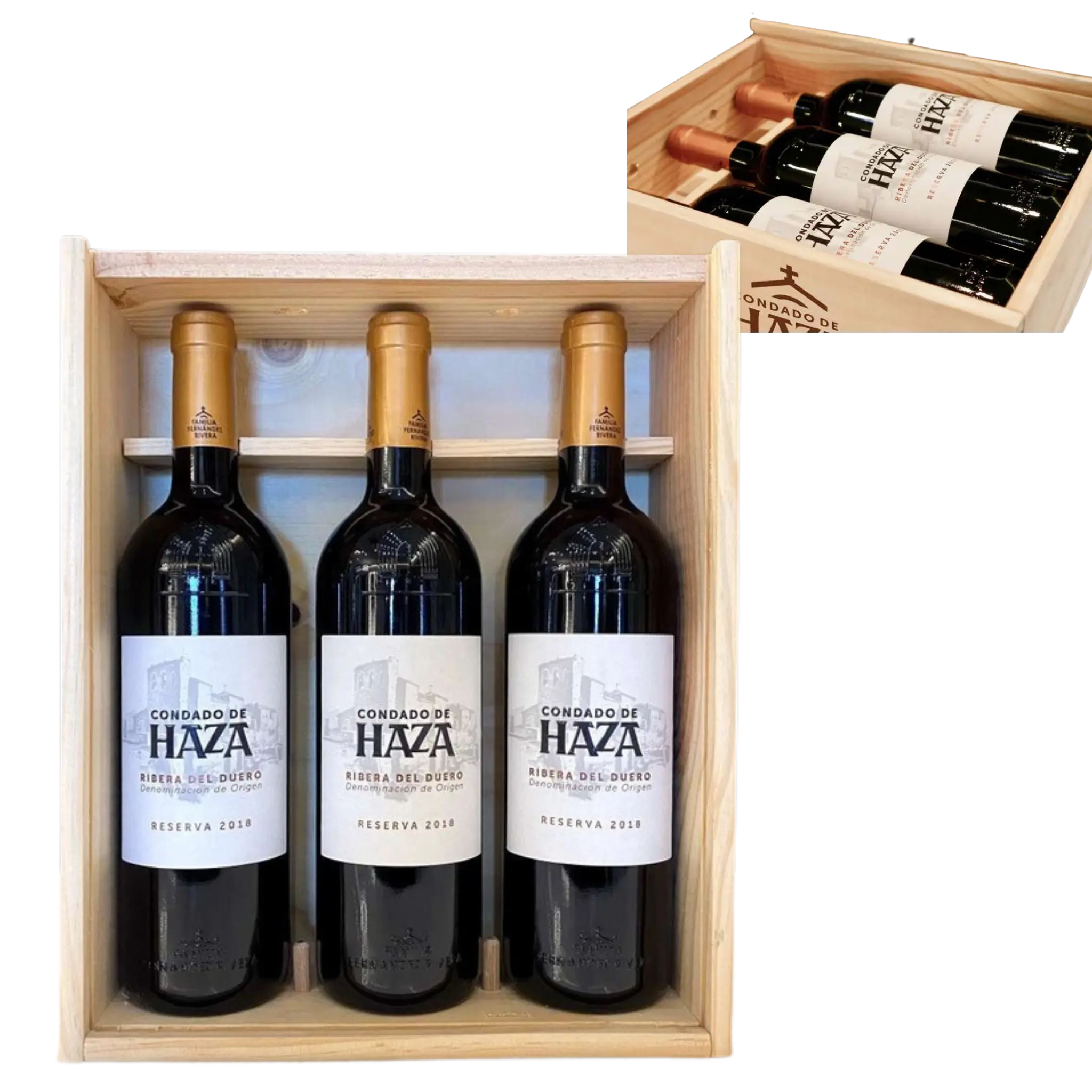 3 Bottle Wooden Gift Box of 2019 Condado de Haza Reserva Wine Republic - Enoteca and Wine Merchant